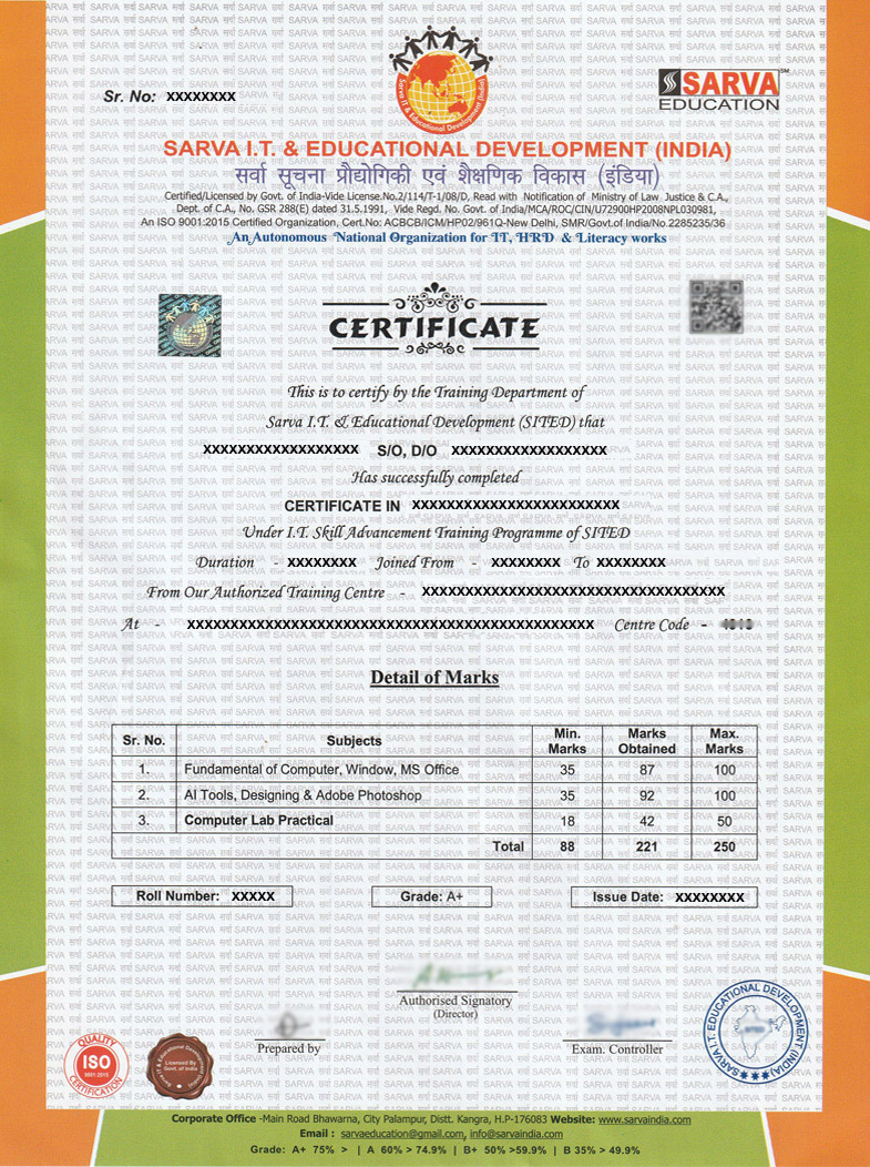 Sample Certificate